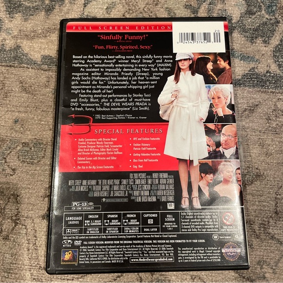 {The Devil Wears Prada} DVD Full Screen Edition, excellent used condition - Picture 2 of 4